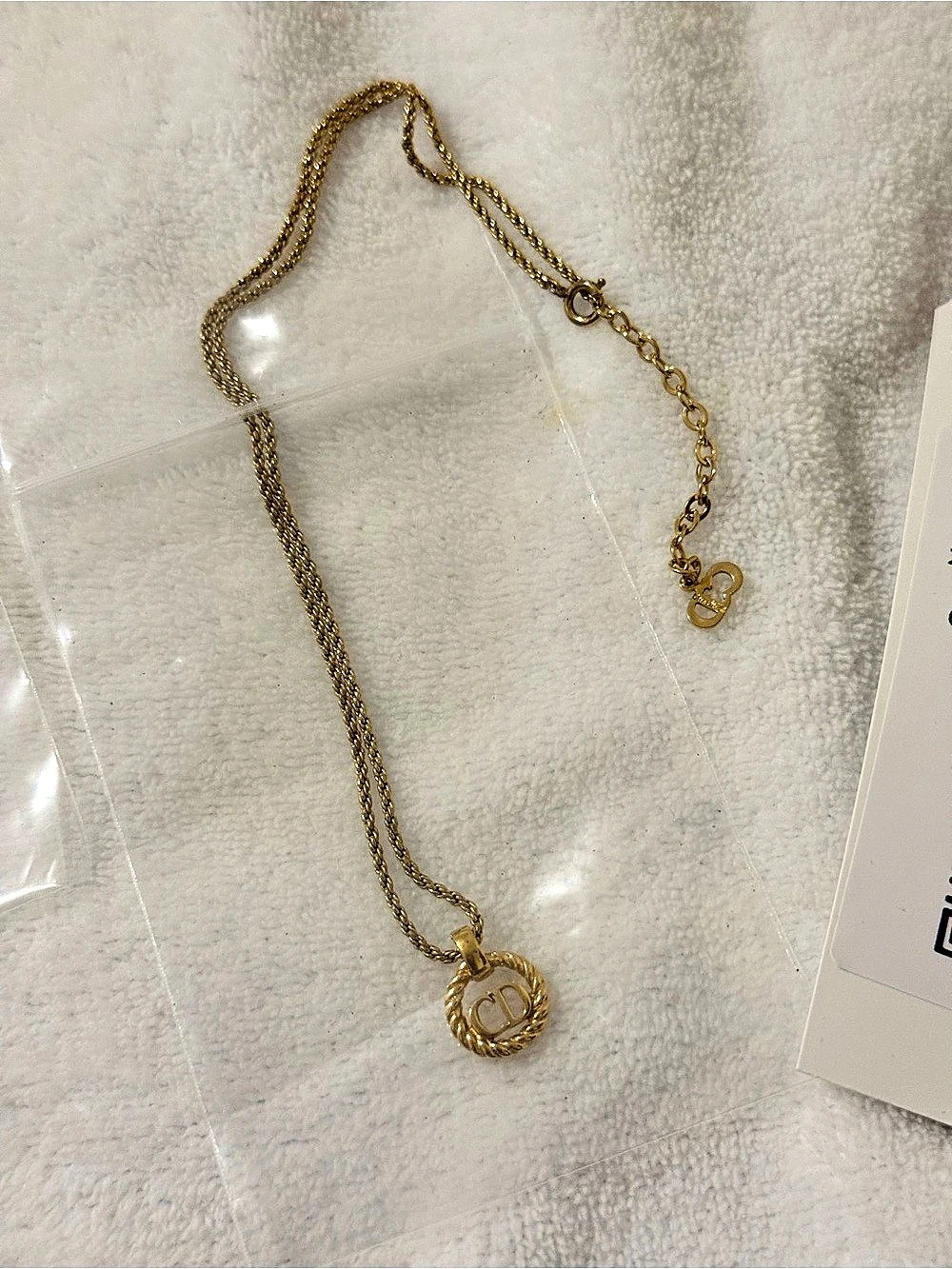 Christian Dior CD Logo Rope Necklace Gold